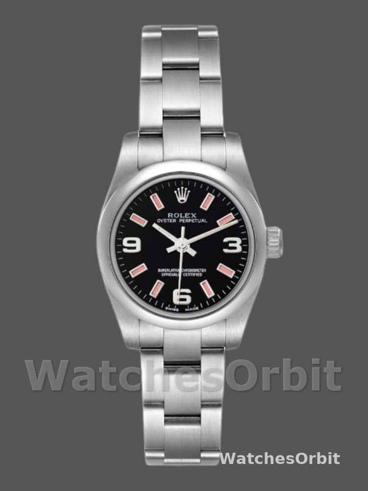 Rolex Oyster Perpetual 176200 Stainless Steel Case Black Dial 26MM Lady Replica Watch