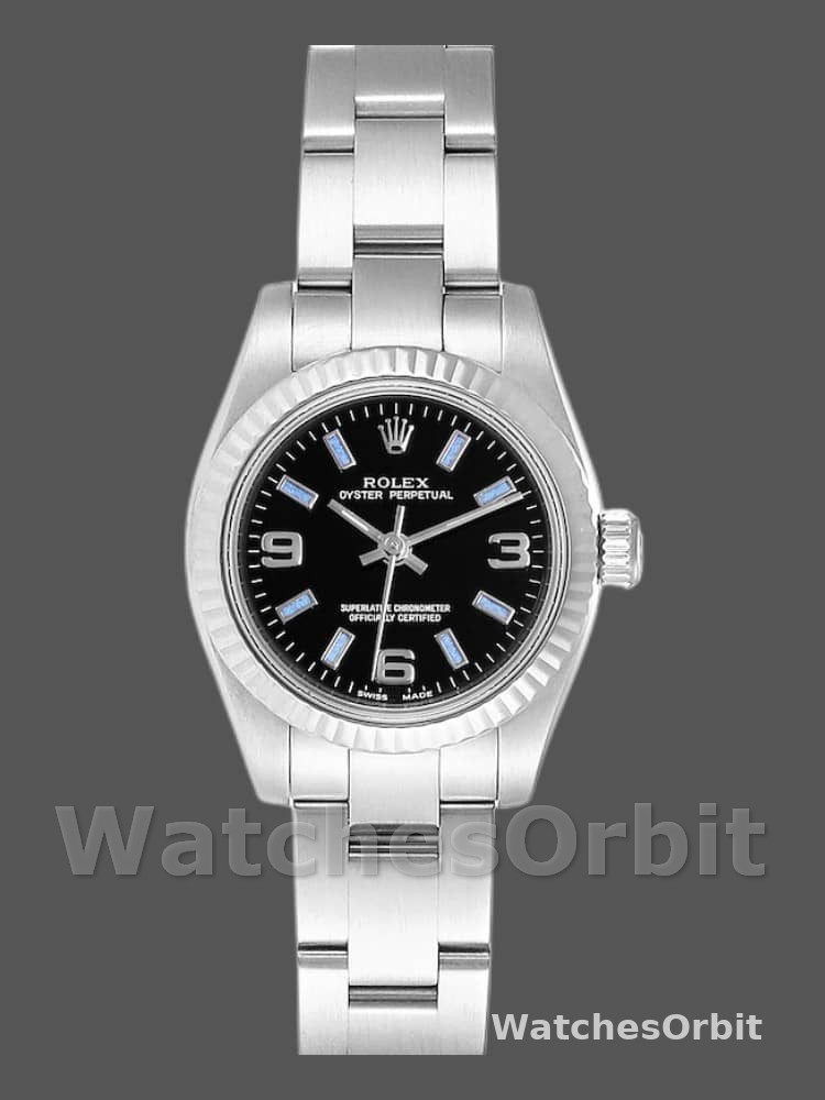 Rolex Oyster Perpetual 176234 Black Dial Blue Baton 26MM Lady Replica Watch