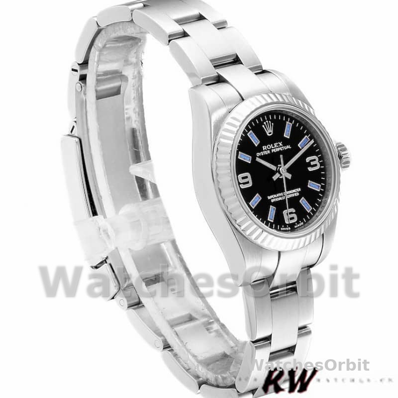 Rolex Oyster Perpetual 176234 Black Dial Blue Baton 26MM Lady Replica Watch