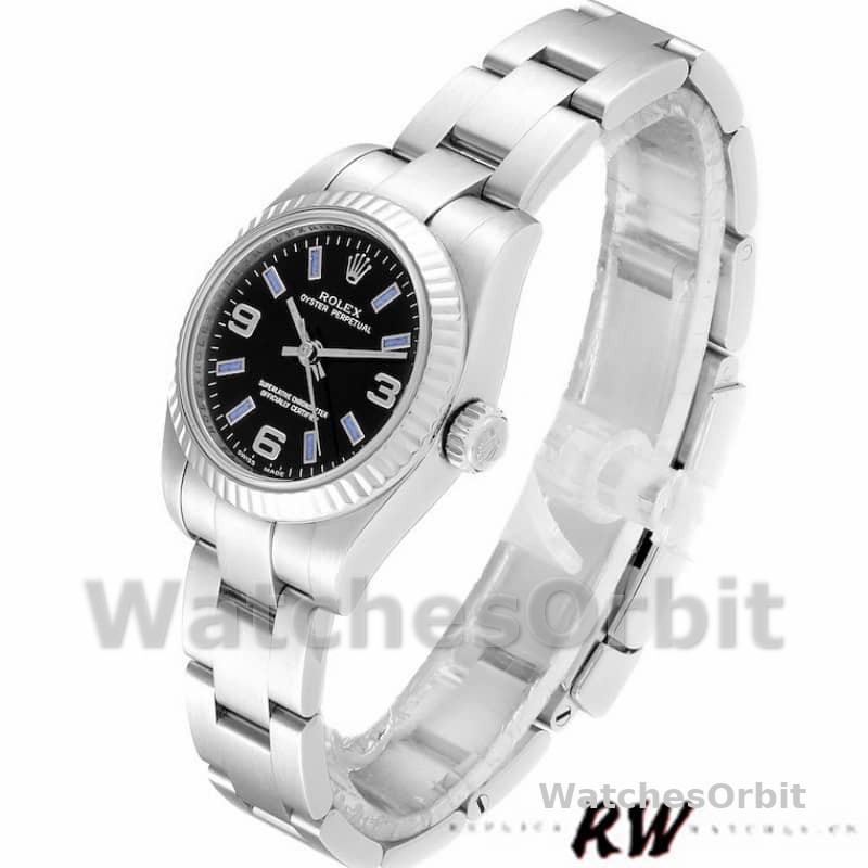 Rolex Oyster Perpetual 176234 Black Dial Blue Baton 26MM Lady Replica Watch