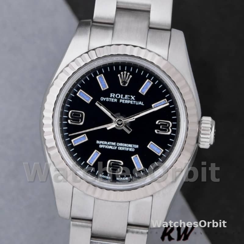 Rolex Oyster Perpetual 176234 Black Dial Blue Baton 26MM Lady Replica Watch