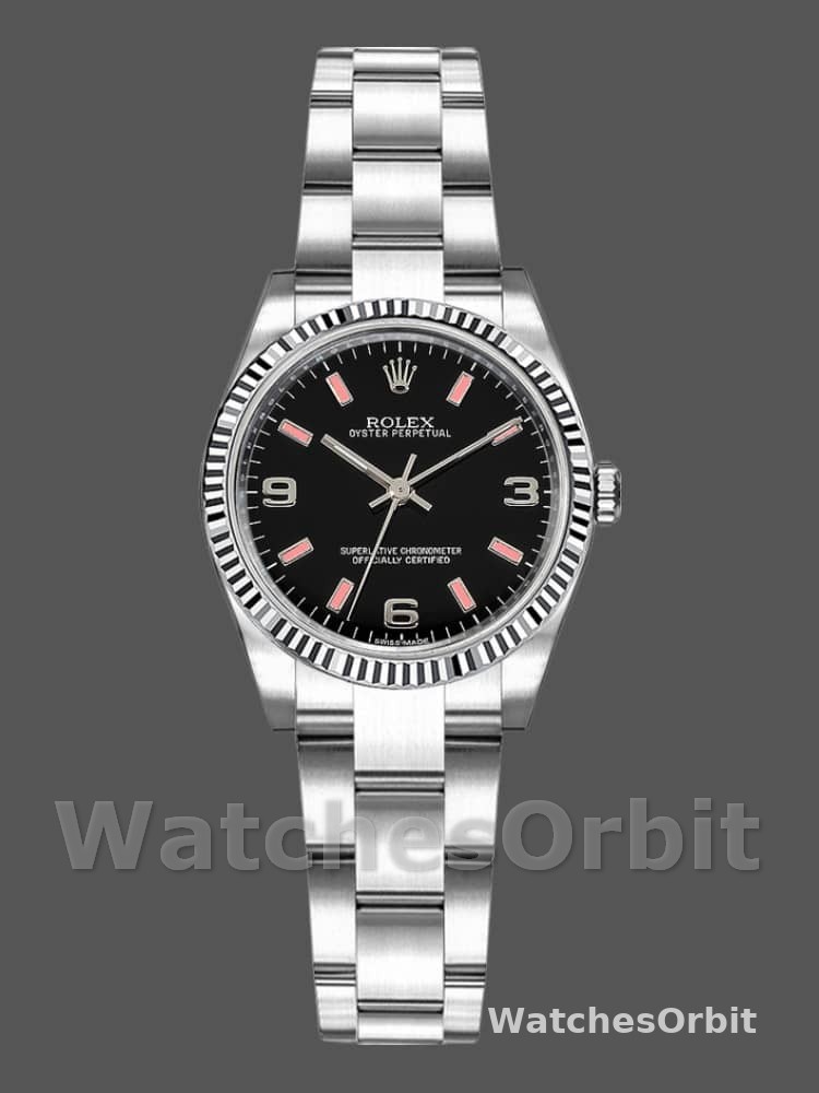 Rolex Oyster Perpetual 176234 Black Dial Fluted Bezel 26MM Lady Replica Watch