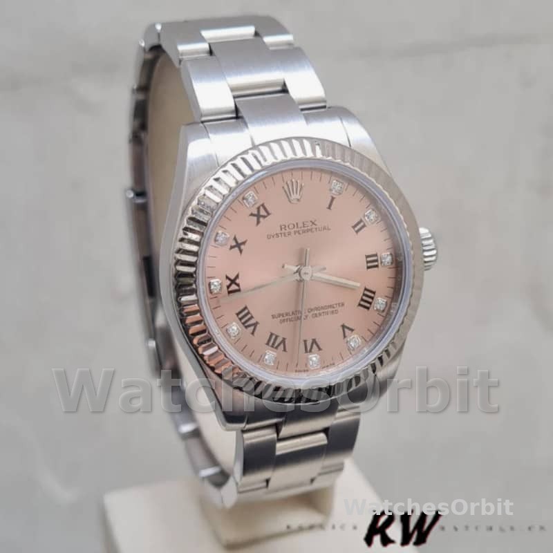 Rolex Oyster Perpetual 176234 Fluted Bezel Pink Diamond Dial 26MM Lady Replica Watch