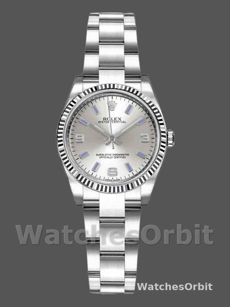 Rolex Oyster Perpetual 176234 Silver Dial Blue Baton 26MM Lady Replica Watch