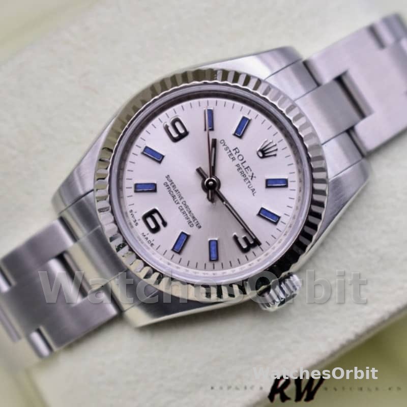 Rolex Oyster Perpetual 176234 Silver Dial Blue Baton 26MM Lady Replica Watch