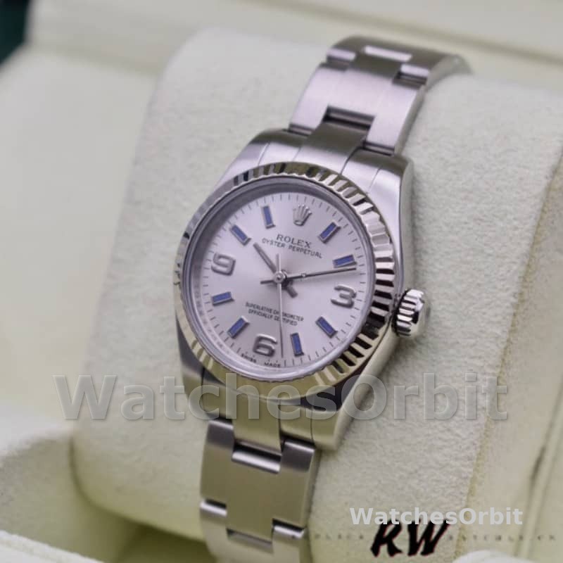Rolex Oyster Perpetual 176234 Silver Dial Blue Baton 26MM Lady Replica Watch
