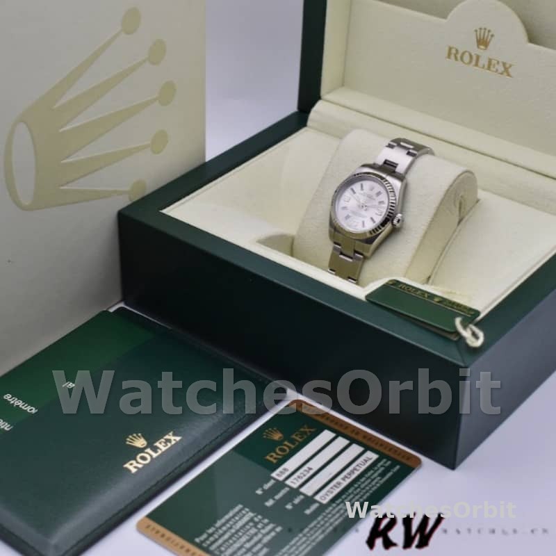 Rolex Oyster Perpetual 176234 Silver Dial Blue Baton 26MM Lady Replica Watch