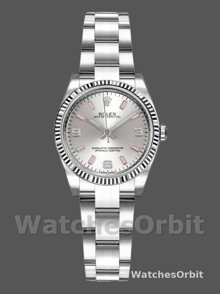 Rolex Oyster Perpetual 176234 Silver Dial Pink Baton 26MM Lady Replica Watch