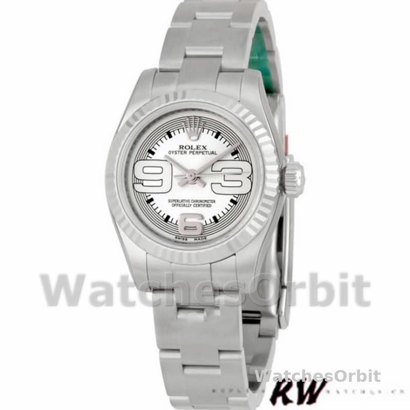 Rolex Oyster Perpetual 176234 Silver Maxi Arabic Dial 26mm Lady Replica Watch