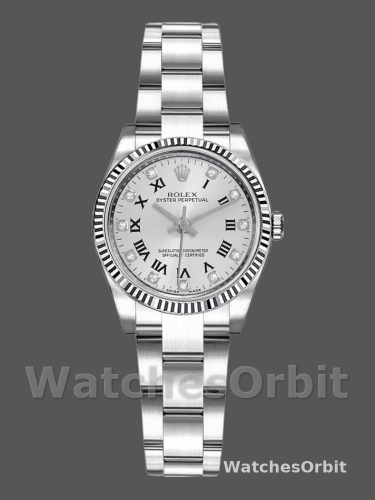 Rolex Oyster Perpetual 176234 Silver Roman Diamond Dial 26MM Lady Replica Watch