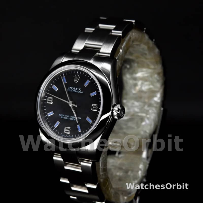 Rolex Oyster Perpetual 177200 Black Dial Blue Baton 31mm Lady Replica Watch