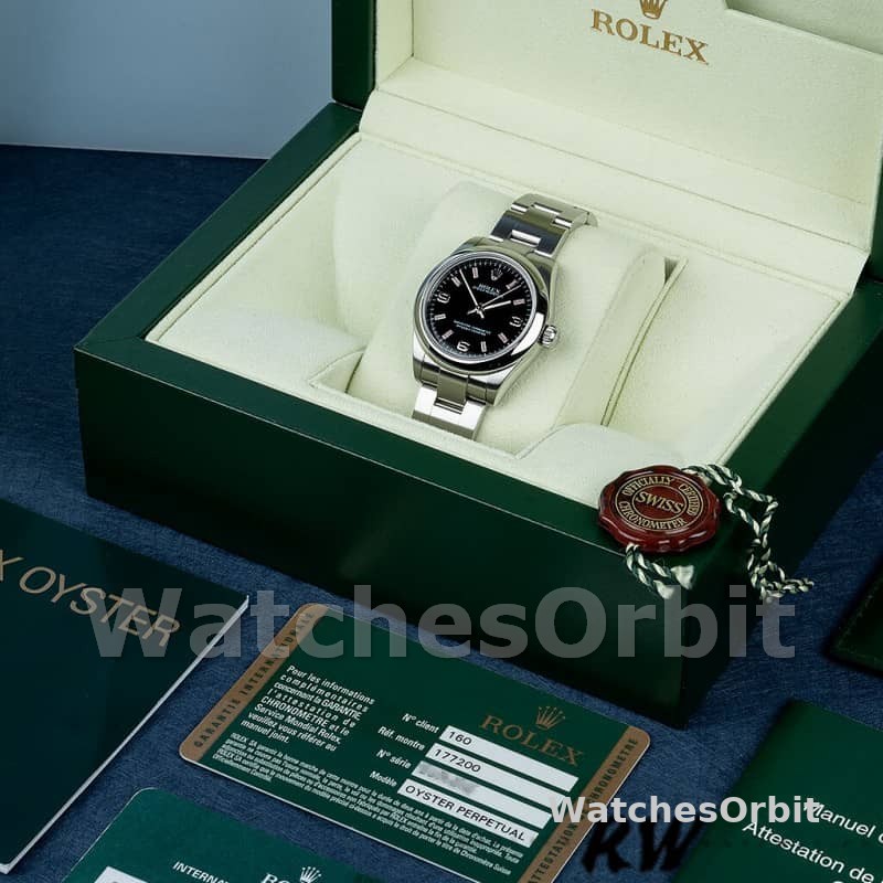 Rolex Oyster Perpetual 177200 Black Dial Pink Baton 31mm Lady Replica Watch