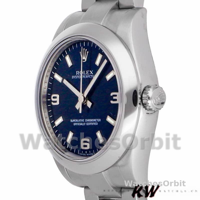 Rolex Oyster Perpetual 177200 Blue Arabic Dial Domed Bezel 31mm Lady Replica Watch