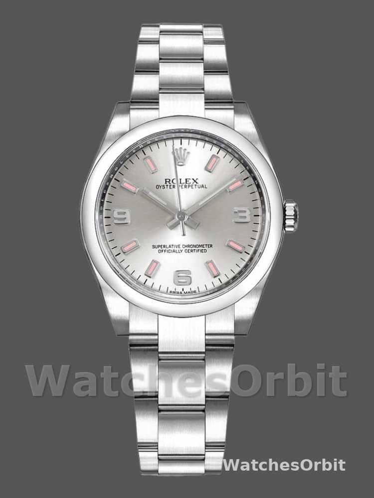 Rolex Oyster Perpetual 177200 Silver Dial Pink Markers 31mm Lady Replica Watch