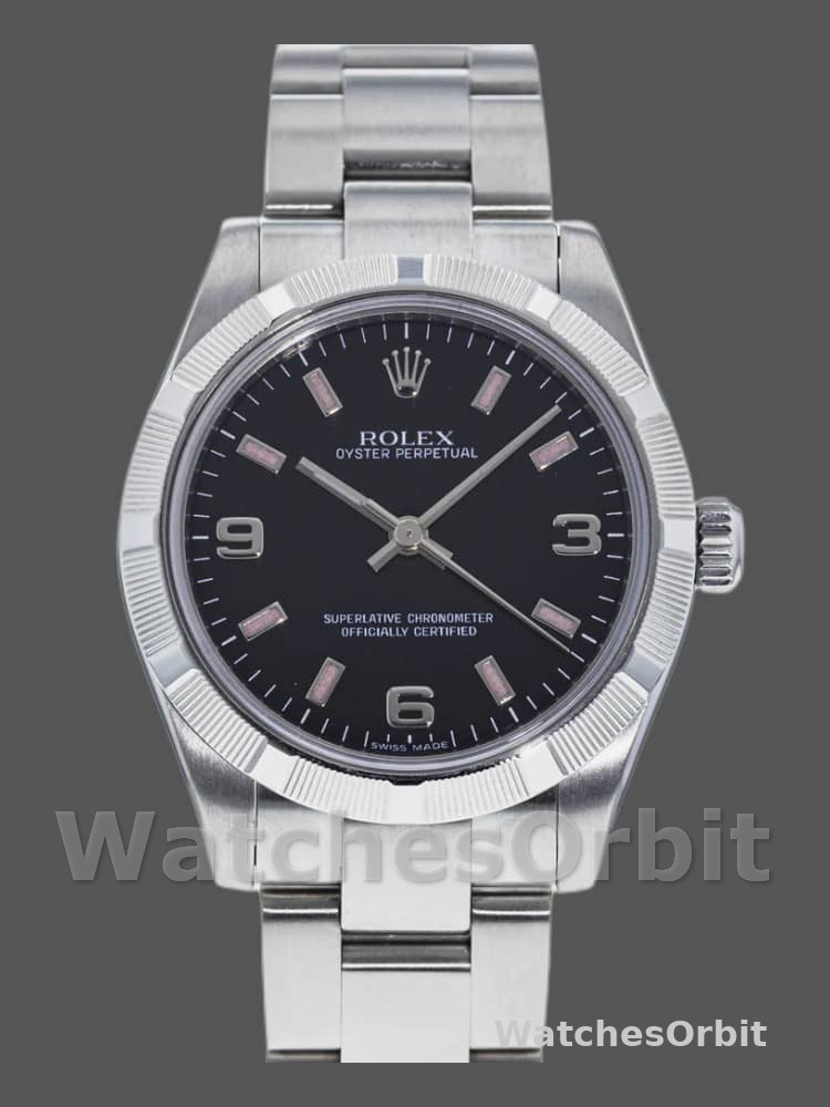 Rolex Oyster Perpetual 177210 Black Dial Pink Baton 31mm Lady Replica Watch