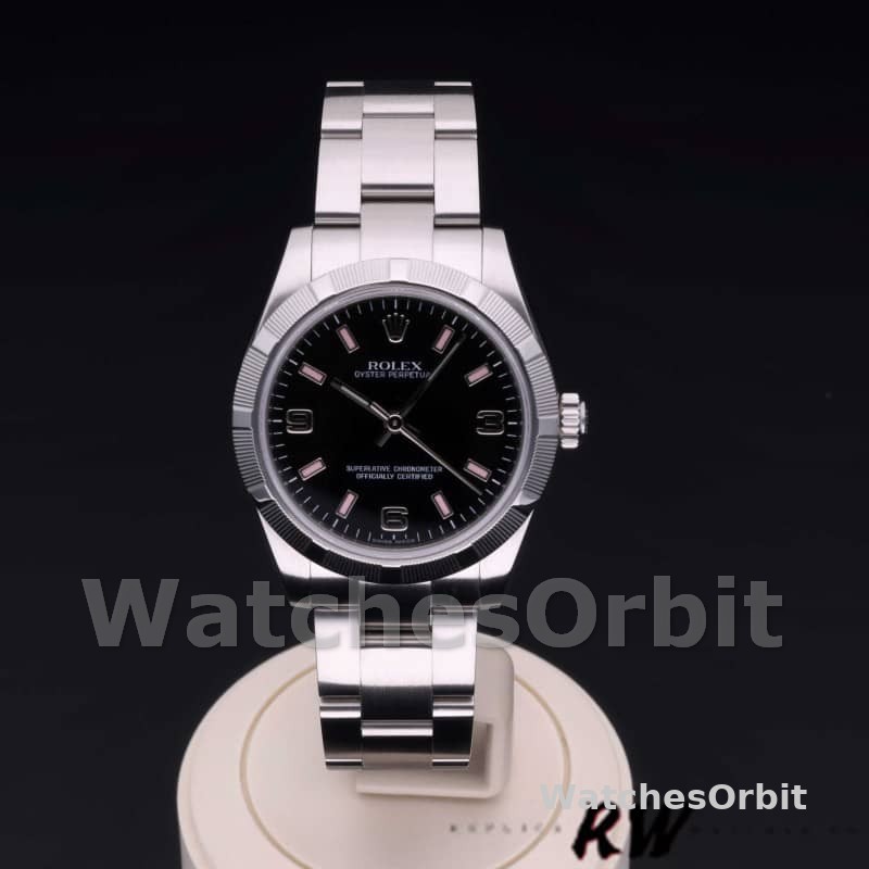 Rolex Oyster Perpetual 177210 Black Dial Pink Baton 31mm Lady Replica Watch