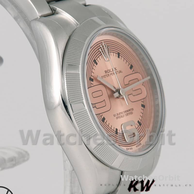 Rolex Oyster Perpetual 177210 Pink Maxi Arabic Dial 31mm Lady Replica Watch