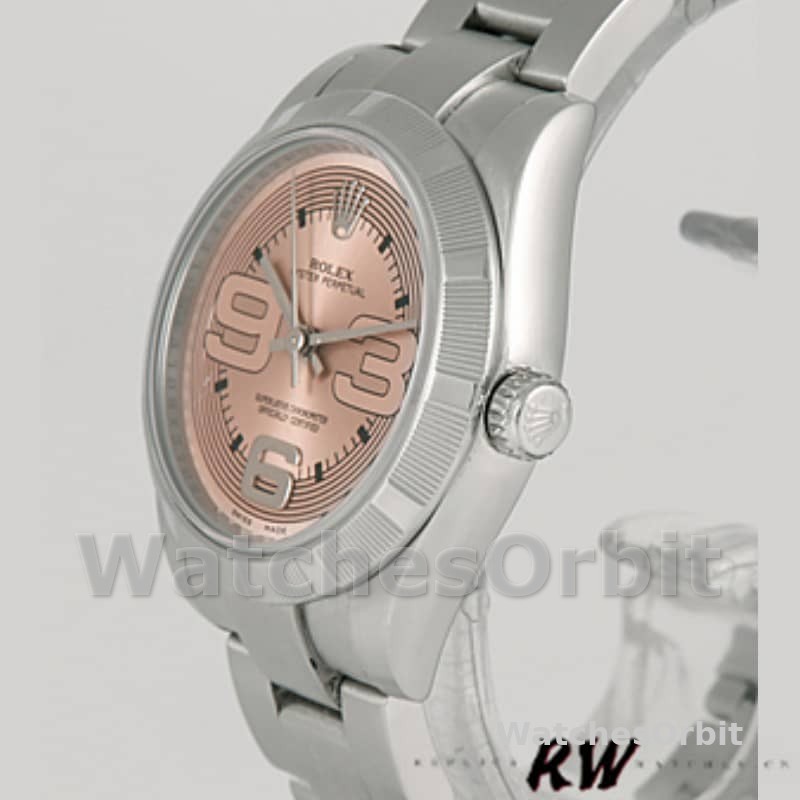 Rolex Oyster Perpetual 177210 Pink Maxi Arabic Dial 31mm Lady Replica Watch