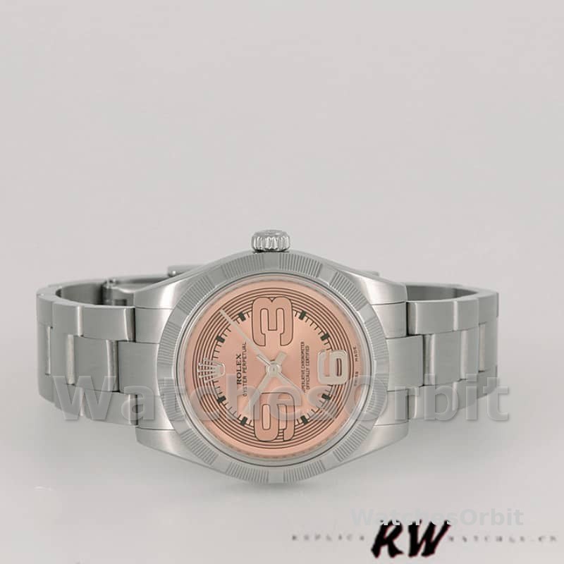 Rolex Oyster Perpetual 177210 Pink Maxi Arabic Dial 31mm Lady Replica Watch