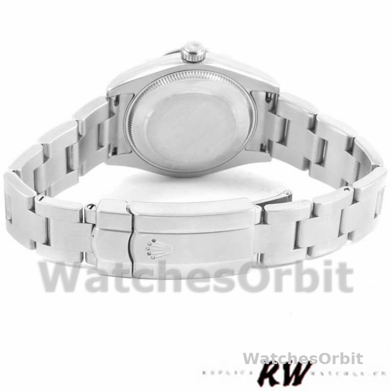 Rolex Oyster Perpetual 177210 Silver Dial Blue Hour Markers 31mm Lady Replica Watch