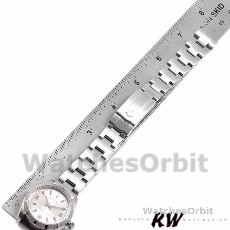 Rolex Oyster Perpetual 177210 Silver Dial Blue Hour Markers 31mm Lady Replica Watch