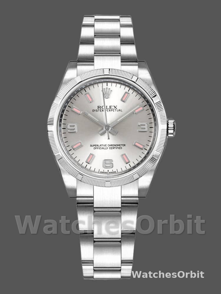 Rolex Oyster Perpetual 177210 Silver Dial Pink Hour Markers 31mm Lady Replica Watch