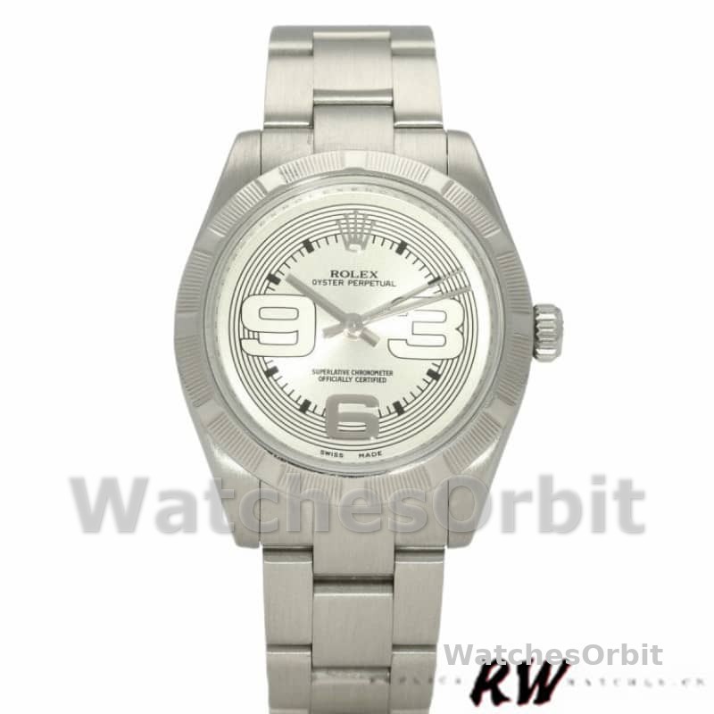 Rolex Oyster Perpetual 177210 Silver Maxi Arabic Dial 31mm Lady Replica Watch