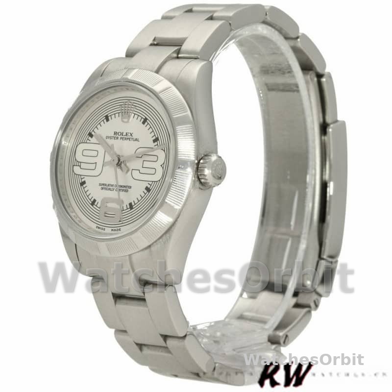 Rolex Oyster Perpetual 177210 Silver Maxi Arabic Dial 31mm Lady Replica Watch