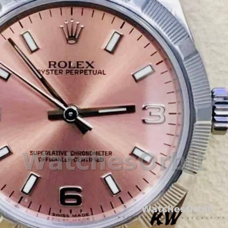 Rolex Oyster Perpetual 177210 Stainless Steel Pink Dial 31mm Lady Replica Watch