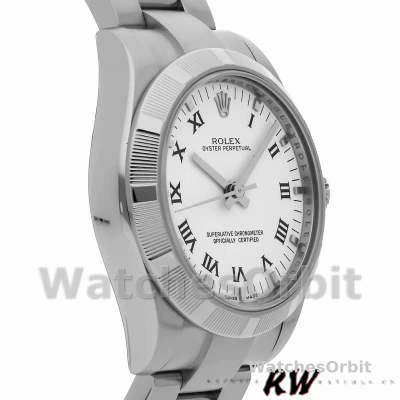 Rolex Oyster Perpetual 177210 Stainless Steel White Roman Dial 31mm Lady Replica Watch