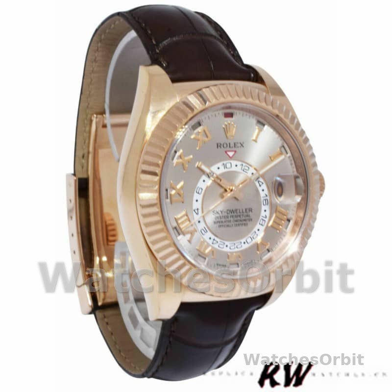 Rolex Sky-Dweller 326135 Sundust Dial Rose Gold 42MM Mens Replica Watch