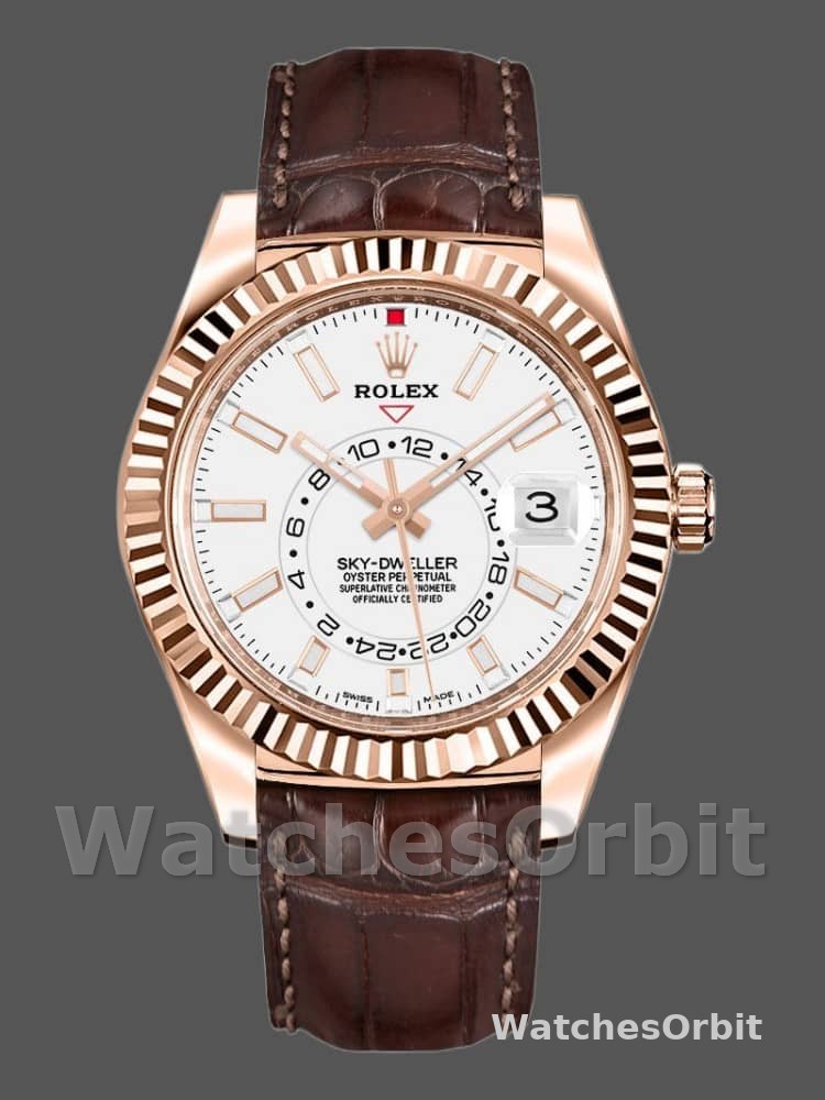 Rolex Sky-Dweller 326135 White Dial Rose Gold 42MM Mens Replica Watch
