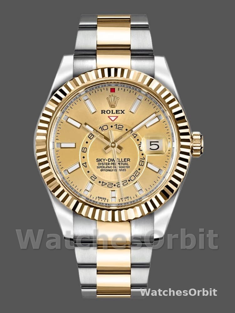 Rolex Sky-Dweller 326933 Champagne Dial Stainless Steel 42MM Mens Replica Watch