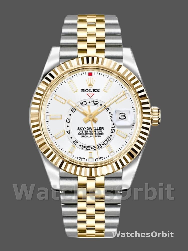 Rolex Sky-Dweller 326933 Stainless Steel Yellow Gold White Dial 42MM Mens Replica Watch