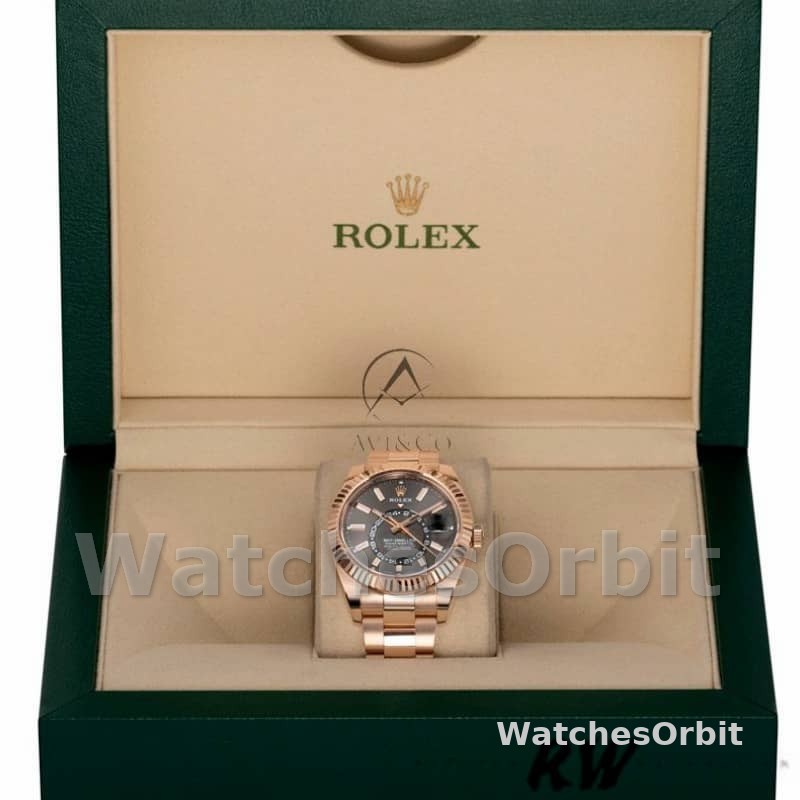 Rolex Sky-Dweller 326935 Everose Gold Dark Rhodium Stick Dial 42mm Mens Replica Watch