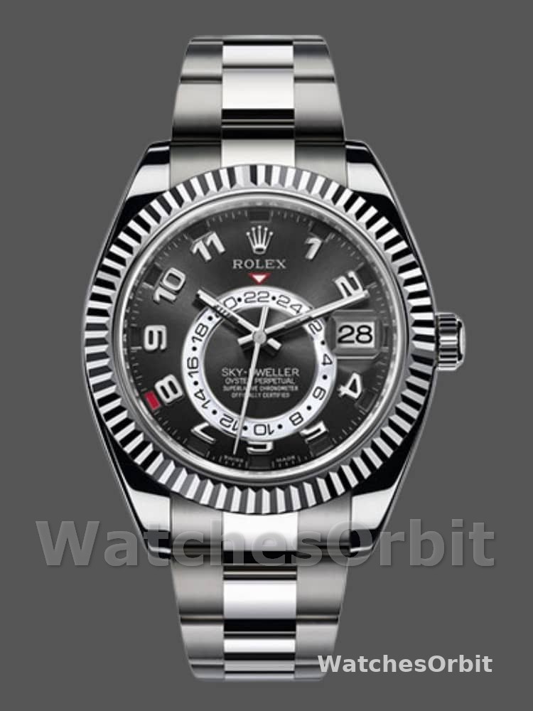 Rolex Sky-Dweller 326939 Fluted Bezel Black Dial 42MM Mens Replica Watch