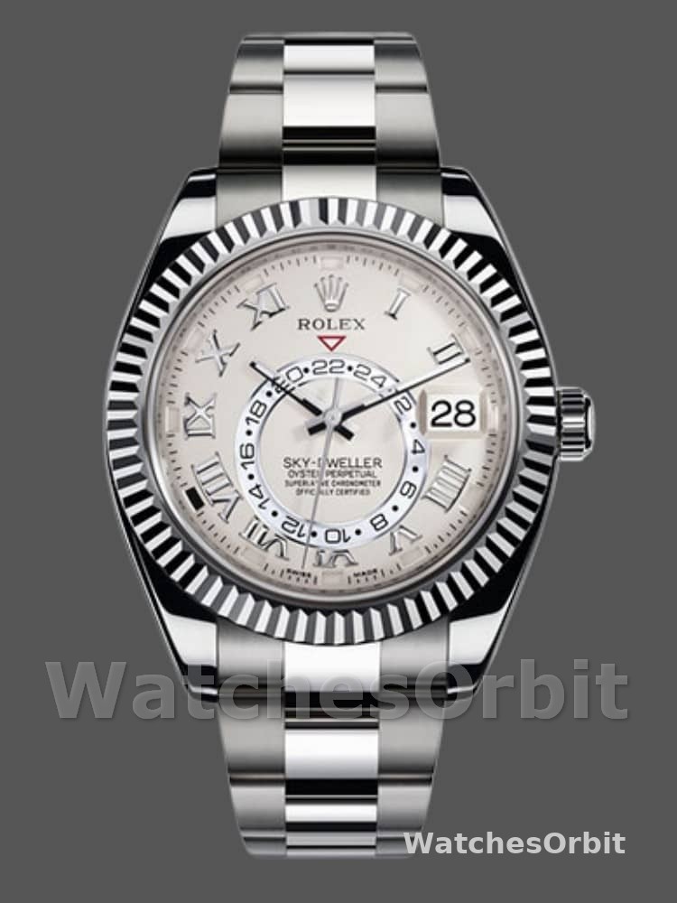 Rolex Sky-Dweller 326939 Fluted Bezel Ivory Dial 42MM Mens Replica Watch