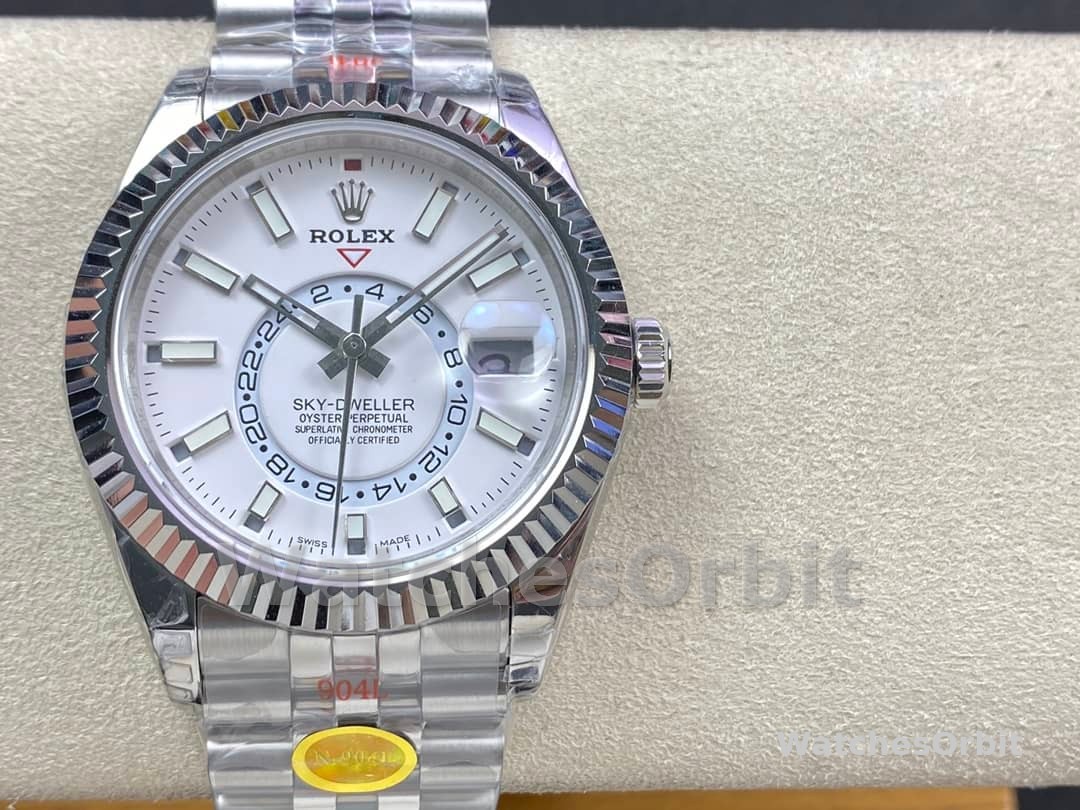 Rolex Sky Dweller 42 White Dial Fluted Bezel M336934 0004 Men's Watch