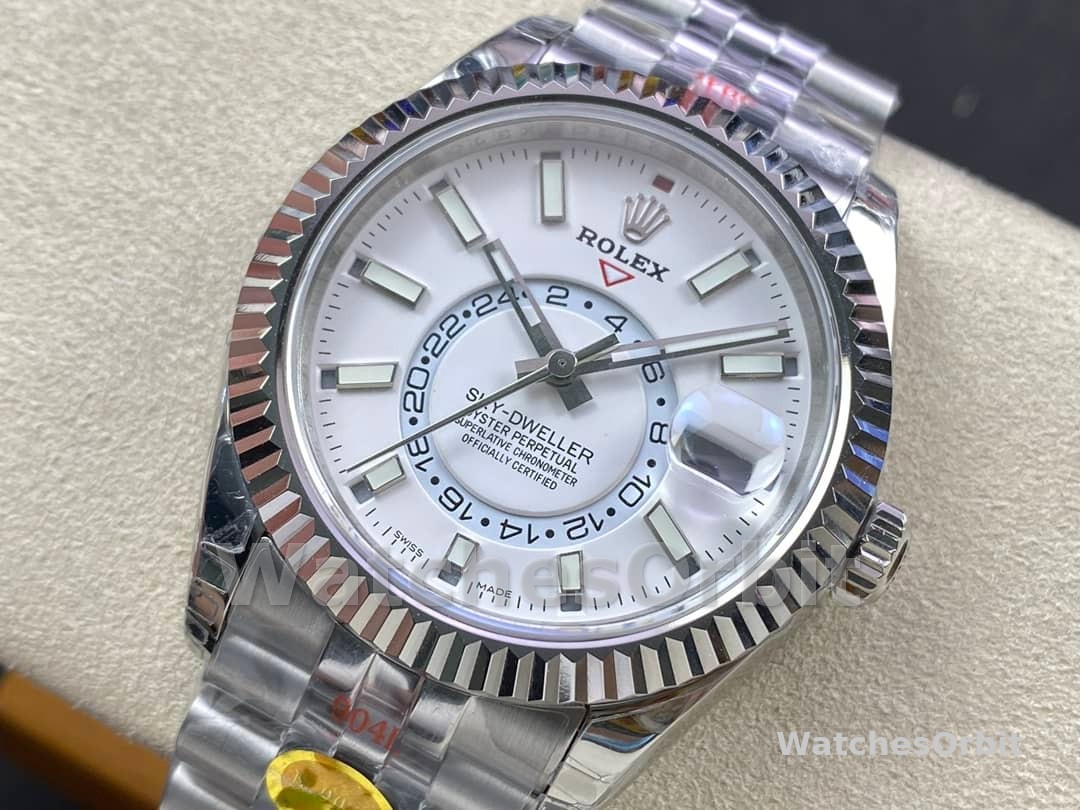 Rolex Sky Dweller 42 White Dial Fluted Bezel M336934 0004 Men's Watch