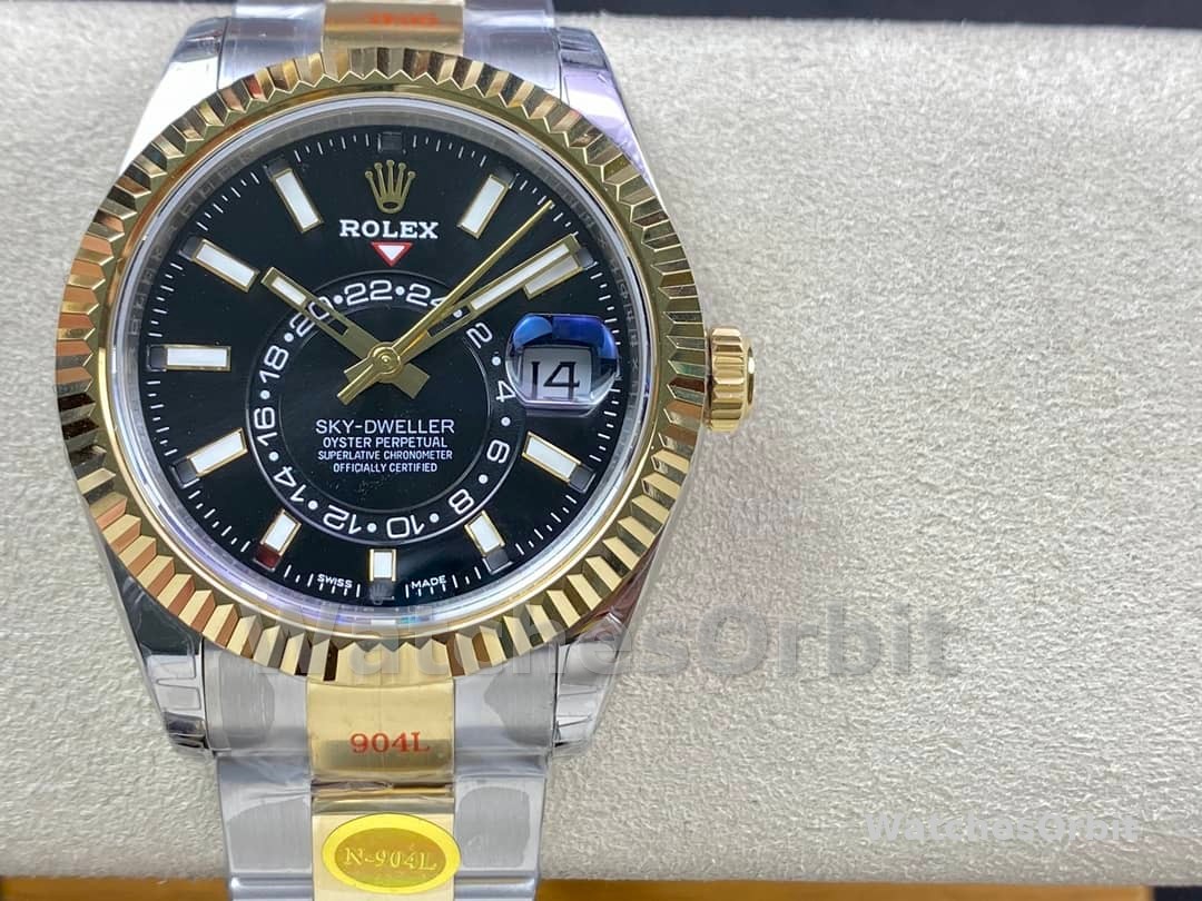 Rolex Sky Dweller 42 Yellow Rolesor Black Dial Oyster M336933 0003 Men's Watch