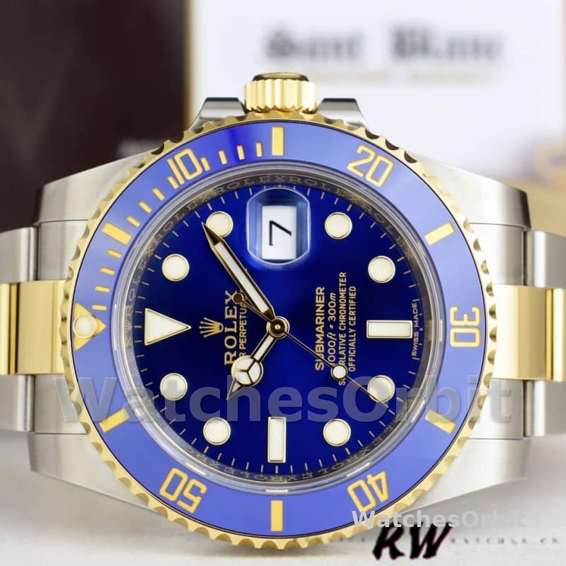 Replica Rolex Submariner Date 116613LB Two Tone Blue Dial 40mm Mens Watch