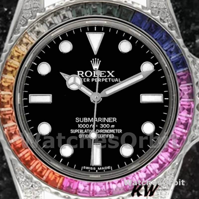 Rolex Submariner 116610 Black Dial White Rubber strap 40mm Mens Replica Watch