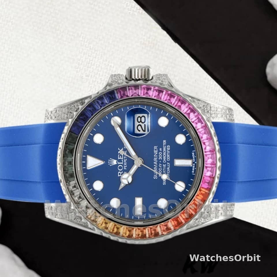 Rolex Submariner 116610 Blue Dial Blue Rubber strap 40mm Mens Replica Watch