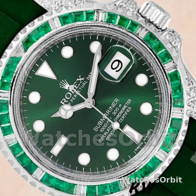 Rolex Submariner 116610 Green Dial Rubber strap 40mm Mens Replica Watch