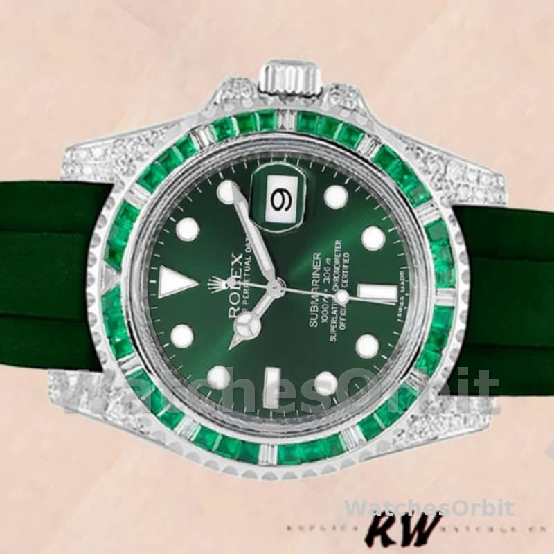 Rolex Submariner 116610 Green Dial Rubber strap 40mm Mens Replica Watch