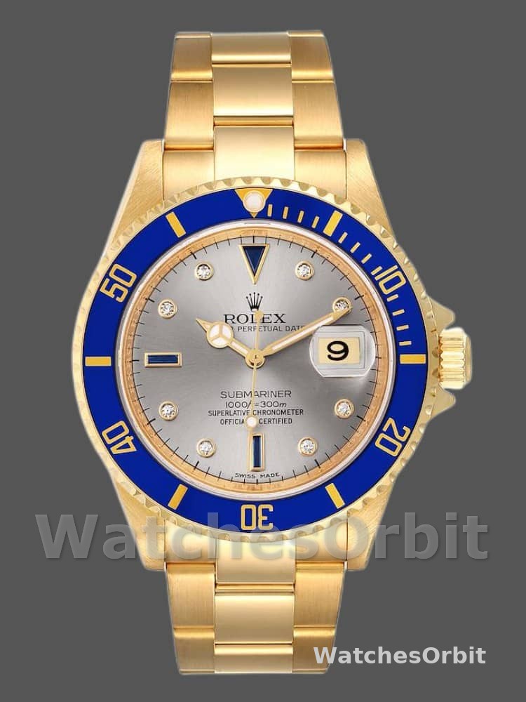 Rolex Submariner 16618 Serti Dial Blue Bezel 40mm Mens Replica Watch