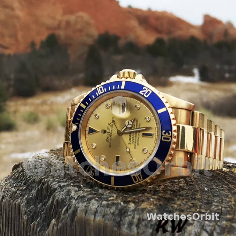 Rolex Submariner 16618 Yellow Gold Champagne Dial 40mm Mens Replica Watch