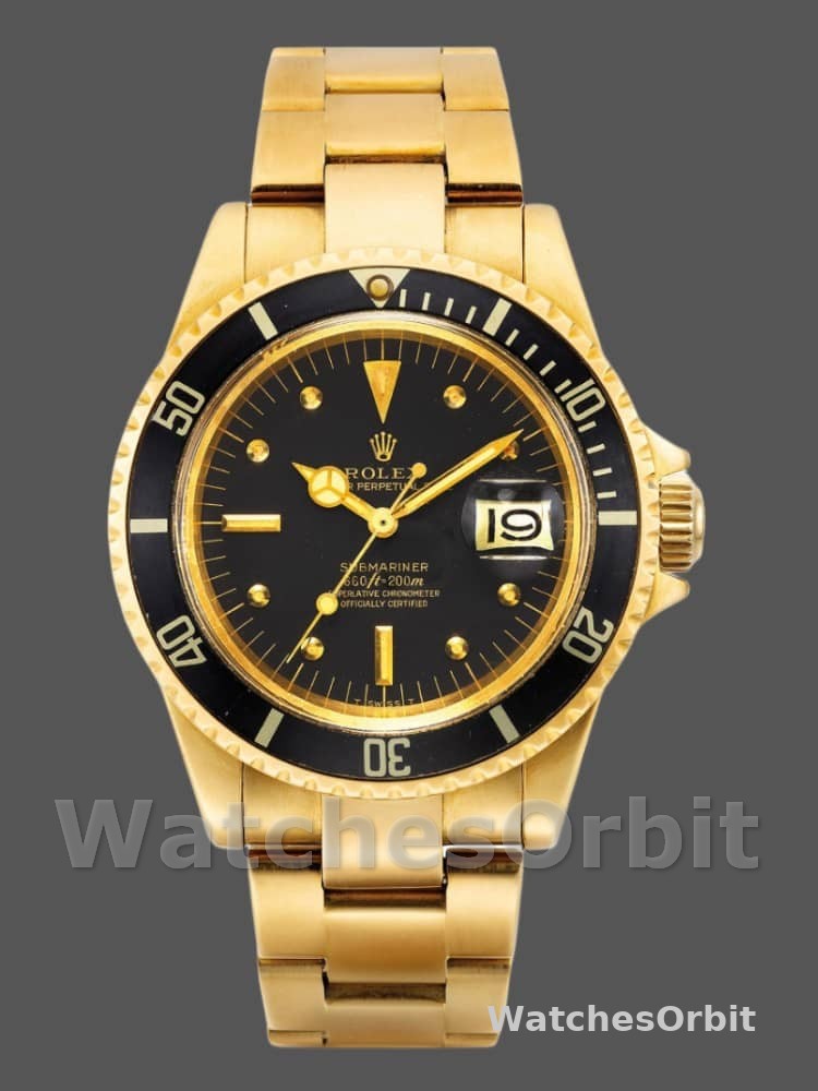 Rolex Submariner 1680/8 Black dial Yellow Gold 40mm Mens Replica Watch