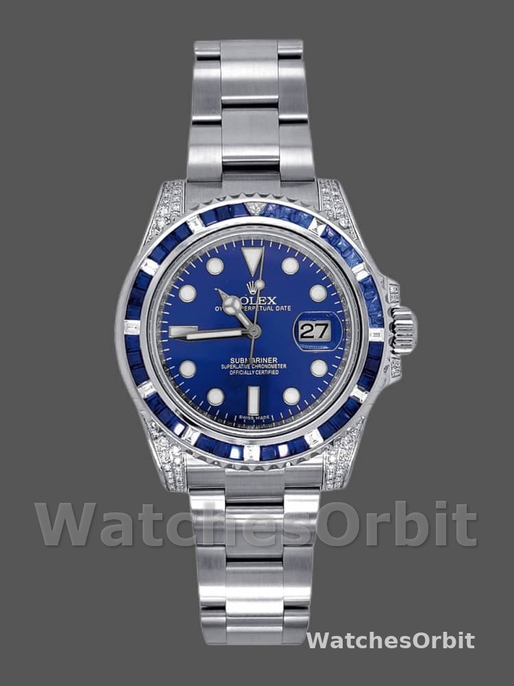 Rolex Submariner Date 116610LN Custom Diamond Stainless Steel Blue Dial 40MM Mens Replica Watch