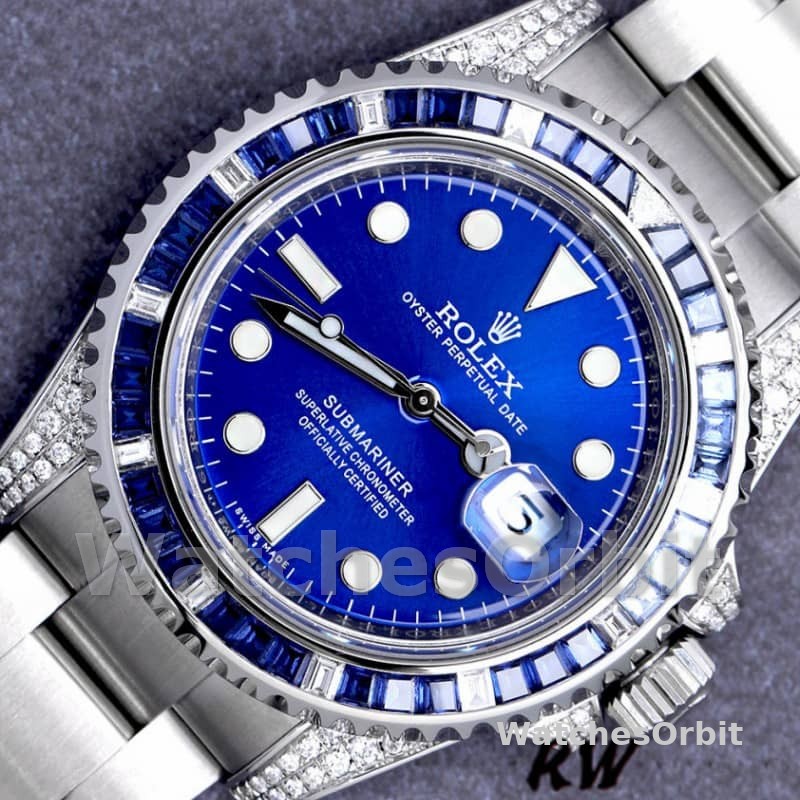 Rolex Submariner Date 116610LN Custom Diamond Stainless Steel Blue Dial 40MM Mens Replica Watch